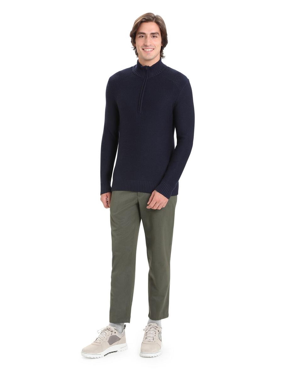 Men's Icebreaker Merino Waypoint Long Sleeve Half Zip Top Hoodie Midnight Navy | CA 1694SGLO